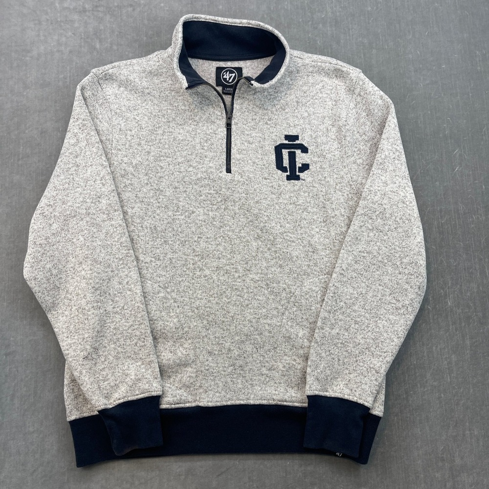 47 Brand Men Large Gray Quarter Zip Knit Pullover